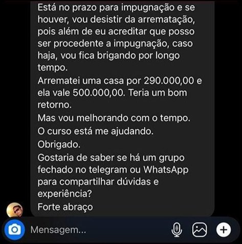 Aluno arrematou uma casa de 500 mil por 290 mil